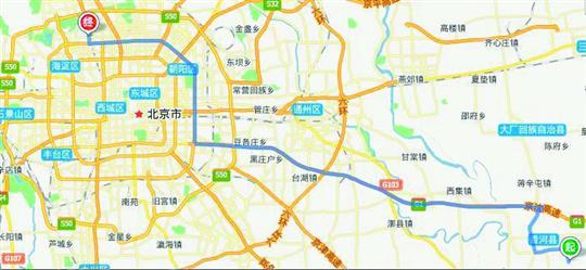 从河北香河到北京中关村的行车路线