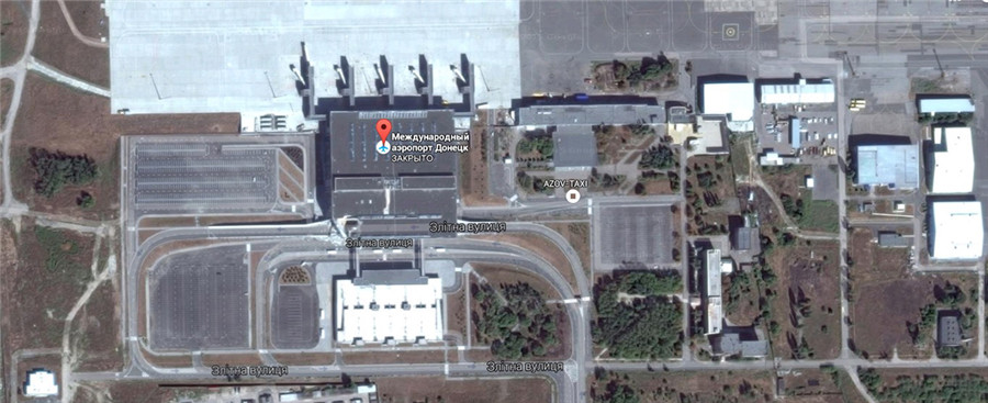 顿涅茨克机场战前战后卫星照片对比图
