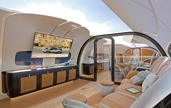 超奢华私人飞机:舱内可同步天空景色