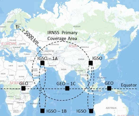 印度的区域导航系统仅能覆盖印度及其附近