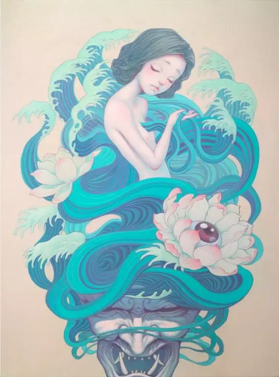 陈虹竹《水中莲花开 油画