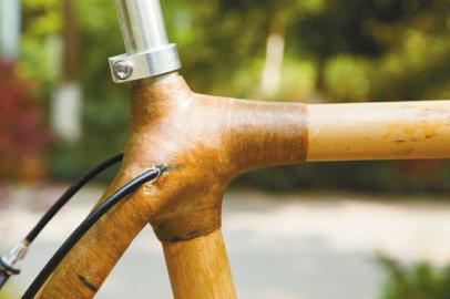 用竹子做成的自行车支架。