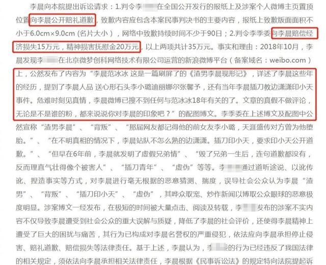 【渣男】李晨名誉案败诉 状告网友索赔不成 还要倒贴1025元？