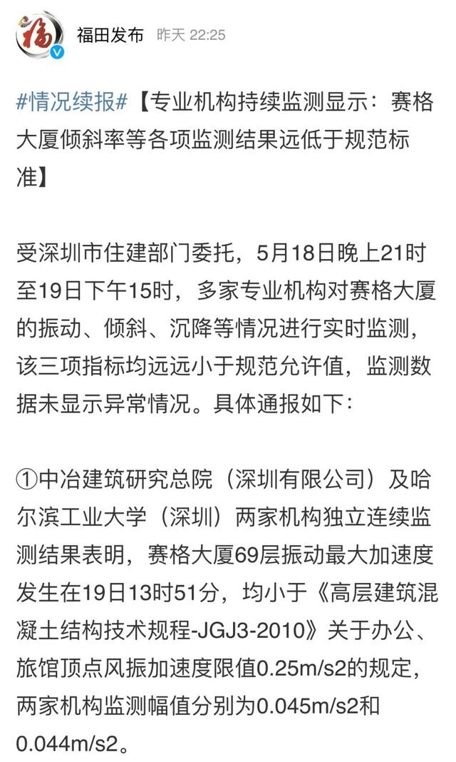 主体结构|深圳赛格大厦21日起暂停进出 连续2天再发晃动