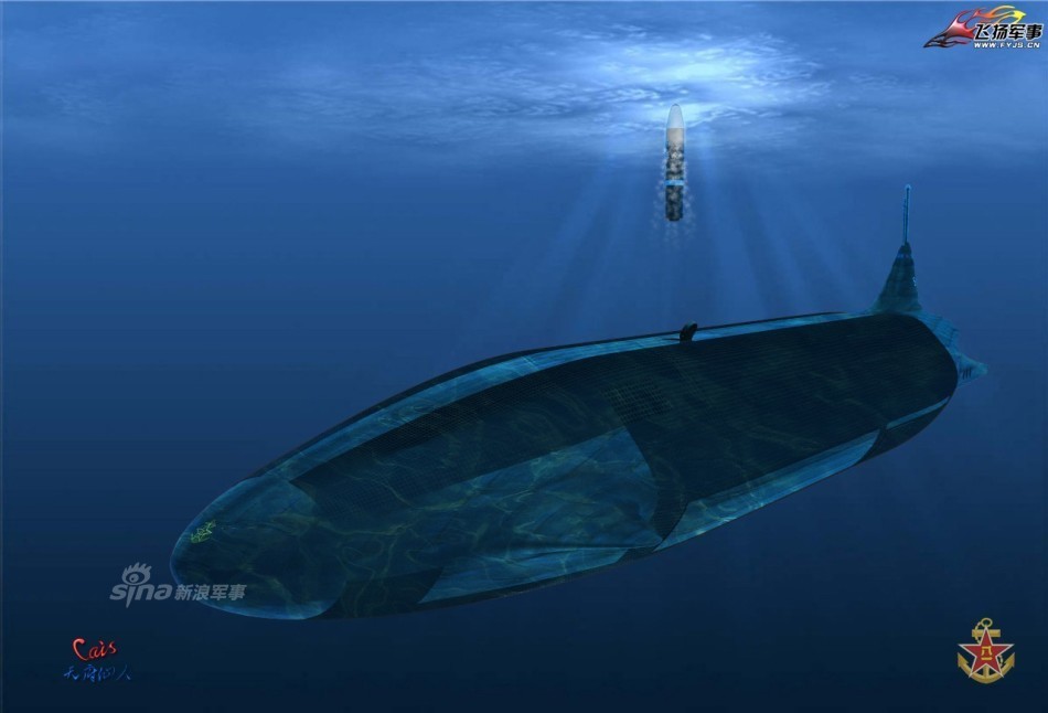 此前网友制作的中国海军未来099核潜艇想象图,外观颇为科幻