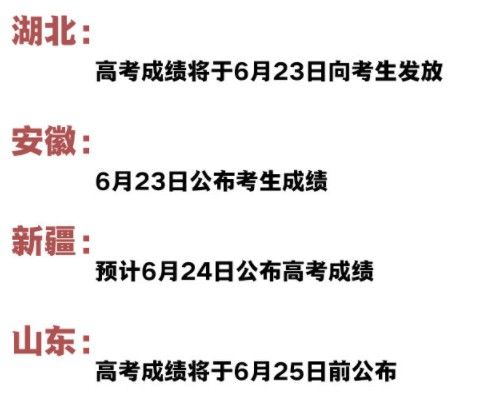 高考放榜时间表