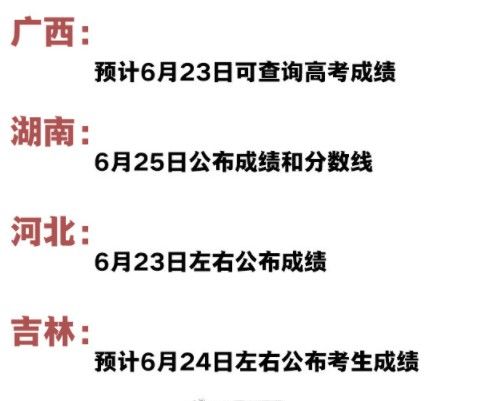 高考放榜时间表