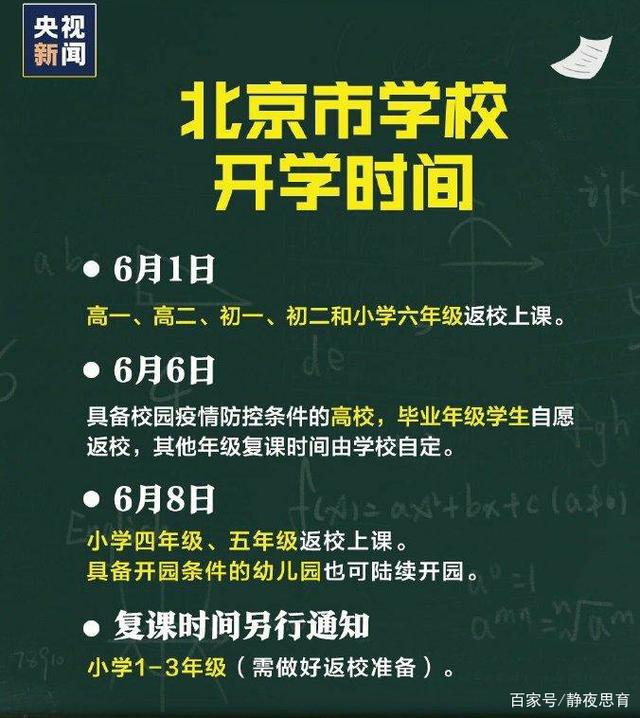 暑假：北京各类学校返校时间确定 中小学暑假原则上不会推迟