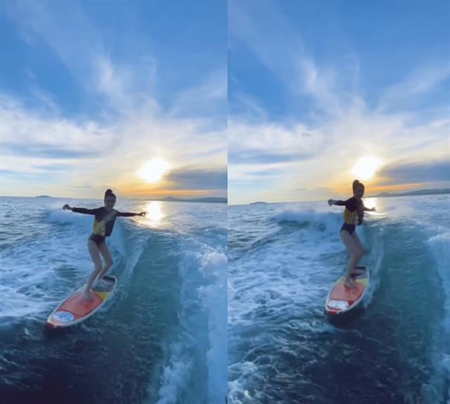 真乘风破浪姐姐！Baby罕晒冲浪视频，穿泳装秀火辣身材又美又飒