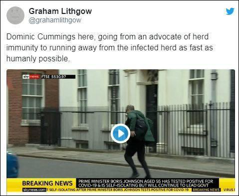 『病毒检测』英国首相约翰逊检测阳性,首相顾问“逃跑”画面被疯传