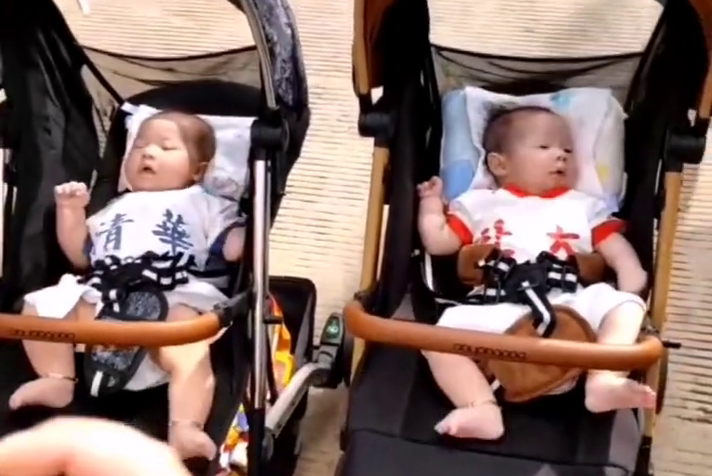 北大|双胞胎宝宝穿“清华北大”送考 最小送考人萌翻全场