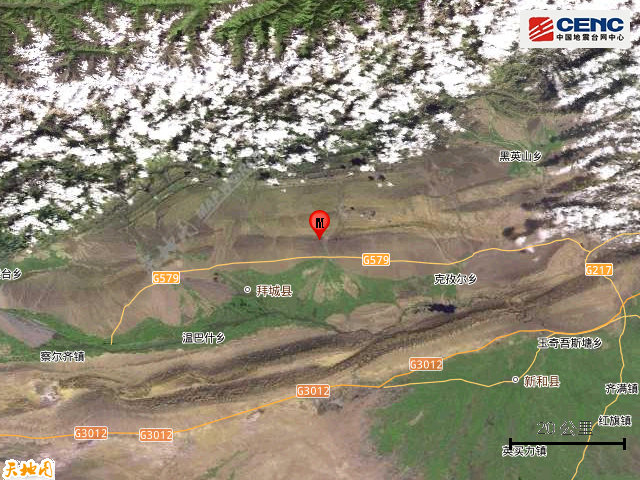 新疆阿克苏地区拜城县发生51级地震震源深度18千米